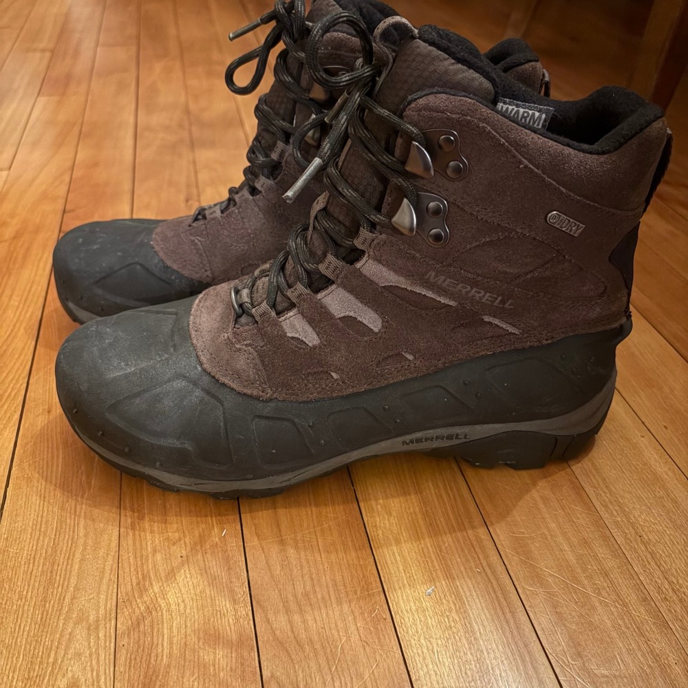 Merrell Men's Moab Waterproof Insulated Winter Boots‎ Espresso Size 9 Warm - Picture 2 of 6